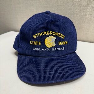 Vintage Stockgrowers State Bank Blue Corduroy Hat